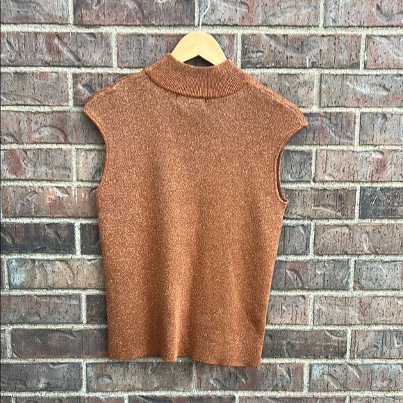 Coldwater Creek Women’s Chic Sparkle Copper Fall Sleeveless Knit Top M - Picture 11 of 14
